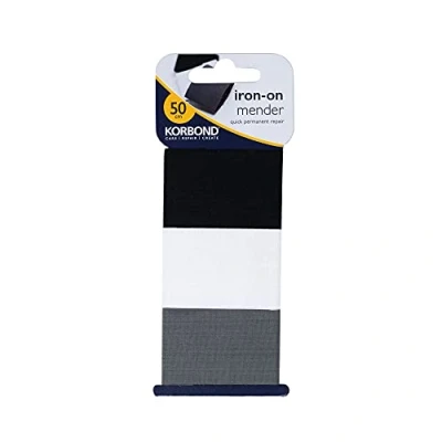 Afbeelding van Korbond Iron On Mender 3 Pack 110084, schuim, zwart, wit en grijs, 50 x 3,8 centimeter
