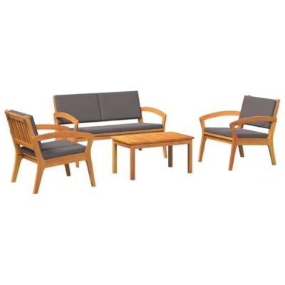 Afbeelding van vidaXL 4 delige Bistro Set met Kussens Massief Acaciahout