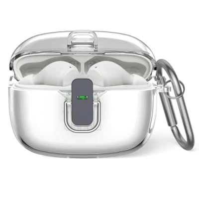 Afbeelding van Beschermhoes voor JBL Vibe Beam, MOWYEOK transparante TPU veiligheidsslot behuizing, van toepassing op de Beam/JBL Wave 200TWS oordopjes, met karabijnhaak (transparant)