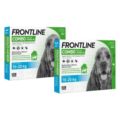 Afbeelding van 2x Frontline Combo Spot On Anti Vlooien en Teken Druppels Hond M 3 pipetten