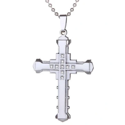 Afbeelding van Ketting met Kruis Hanger Zilver kleurig Diamantjes (Zirkonia) Kettingen Heren Dames Cadeau voor Man Mannen Cadeautjes