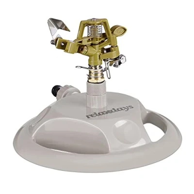 Afbeelding van Relaxdays cirkelsproeier pulserend 12 m tuinsproeier 360 graden gazonsproeier draaiend