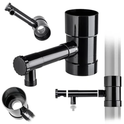 Afbeelding van KADAX Regenverzamelaar, 90 mm, regenwaterverzamelaar voor regenpijp, regendief met geïntegreerd ventiel, waterverzamelaar van hoogwaardig kunststof, waterdief, zwart