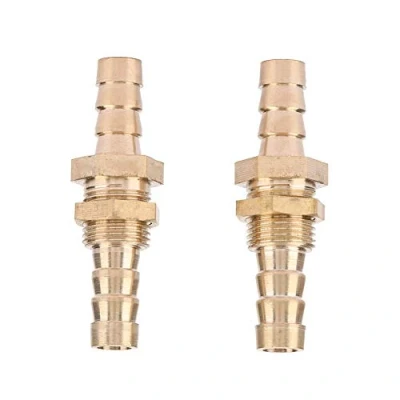 Afbeelding van Akozon Messing Schott buisfitting 2 stuks slang, barkop, messing, schotbuisfitting koppelaar, stekker adapter (6 mm)