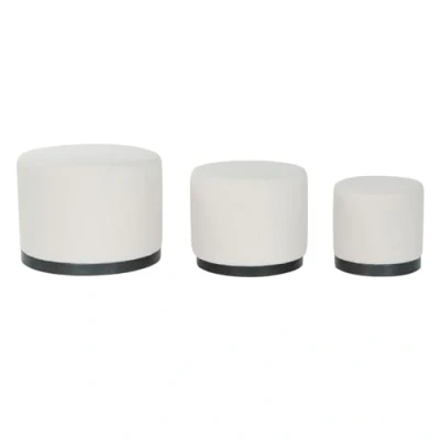 Afbeelding van Voetensteun DKD Home Decor Wit Zwart Polyester Hout MDF Scandi 60 x 45 cm (3 Stuks)