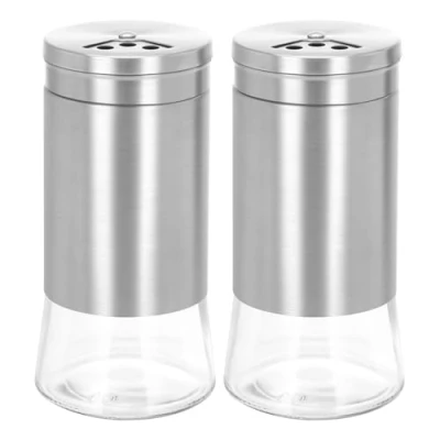 Afbeelding van Elegante zout en pepershakerset, 2 pack navulbare glazen zoutpot peperschudder met verstelbaar roestvrijstalen gietgat (zilver)