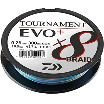 Afbeelding van Daiwa Tresse 8 Brins Tournament Braid Evo 300m PE.1.5 D.0.16mm R.12.2kg/26.8lb Multicolore 12762116