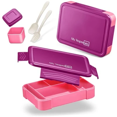 Afbeelding van My Vesperbox Lite Bento Box lunchbox voor kinderen; extreem sterke broodtrommel; ideaal de kinderopvang en school (paars)