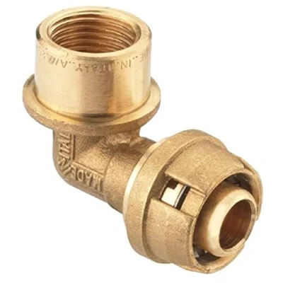 Afbeelding van Composietbuissysteem steekkoppeling overgang, hoek 90, 16 mm x 1/2 inch IG, messing Innengewinde