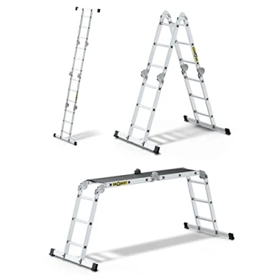 Afbeelding van Drabest Multifunctionele ladder 4 x 3 steps inclusief werkplatform Professionele kwaliteit
