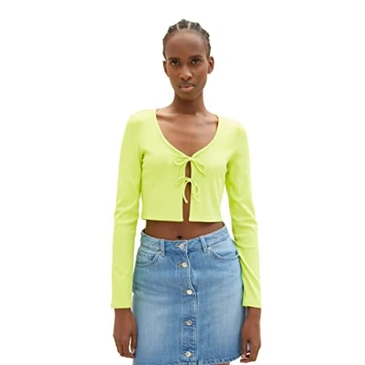 Afbeelding van TOM Tailor Denim Bolero Vest, Dames, Maat: Small, Neon lime