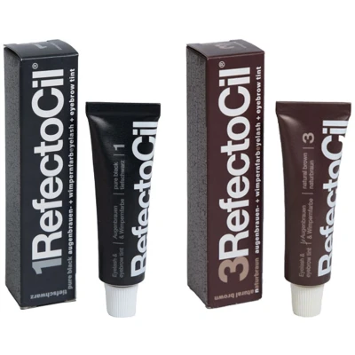 Afbeelding van Refectocil Wenkbrauwverf 1 diep zwart 15ml + 3 natuurbruin bundel/set/pakket