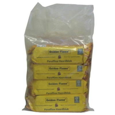 Afbeelding van Golden Flame Paraffine Haardblok Draagtas Brandstof verwarming 4 stuks