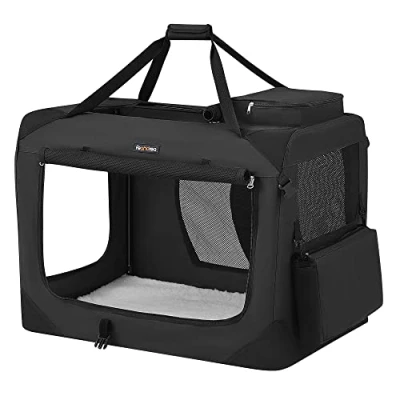 Afbeelding van FEANDREA hondenbox, transportbox voor auto, hondentransportbox, opvouwbare kattenbox gemaakt van oxford stof, XL, 81 x 58 cm, zwart PDC80H