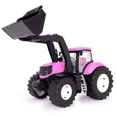 Afbeelding van Toyland® 39cm (15&quot;) Roze tractor met openslaande deuren en opklapbare voorlader Schaal 1:16 Speelgoedlandbouwvoertuigen