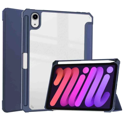 Afbeelding van Apple iPad Mini 6 (2021) Hoes: imoshion Trifold Hardcase Bookcase Shockproof/Valbescherming Hardcase,Bookcase Donkerblauw Kunststof Tablet