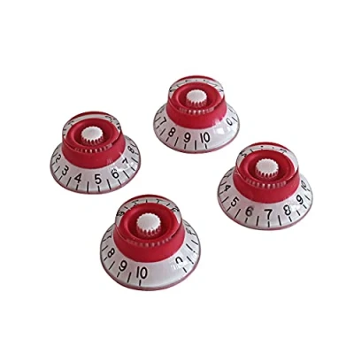 Afbeelding van Alnicov Gitaar Top Hat Speed Control Knoppen Volume Tone voor LP Elektrische Set van 4, Rood en Wit