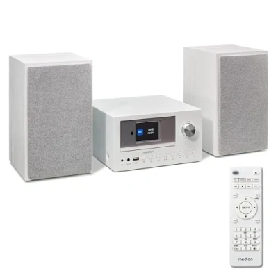 Afbeelding van MEDION P85003 micro audiosysteem compact systeem (internetradio, DAB +, PLL FM radio, Bluetooth, USB aansluiting, AUX, 2x150 W) wit