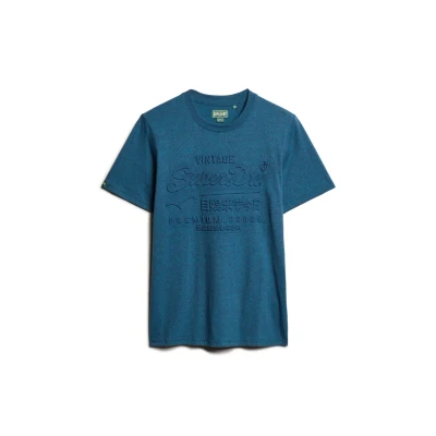 Afbeelding van Superdry Embossed Graphic Tshirt print, Heren, Maat: Medium, Charred teal grit