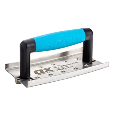 Afbeelding van OX Pro Concrete Edger/Jointer Groover Troffel 90 x 180 mm Roestvrij staal, Multi Grip, Metselwerk Handgereedschap met Dura Handgrepen