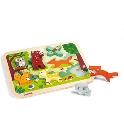 Afbeelding van Vormenpuzzel Janod Chunky Bosdieren