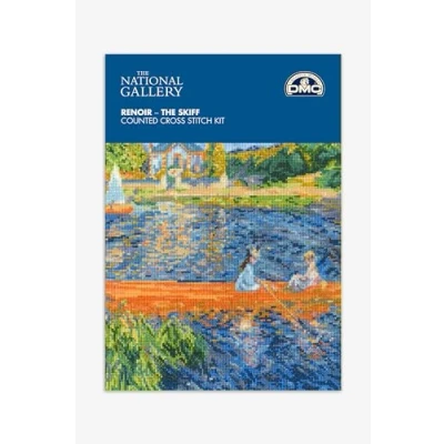 Afbeelding van DMC Renoir The Skiff Cross Stitch Kit, inclusief gestrande katoen, 14 kt Aida stof, kruissteekkaart, naald en volledige instructies
