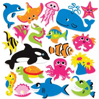 Afbeelding van Baker Ross Mosrubberstickers &quot;zeedieren&quot; (120 stuks) grappige schuimrubberen stickers met zeedieren voor collageen en knutselwerk