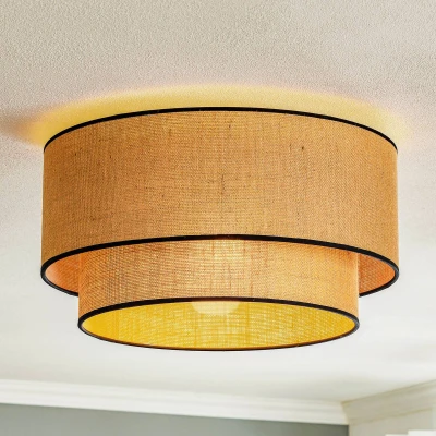 Afbeelding van Euluna plafondlamp 1licht Jute textiel, metaal H: 22 cm E27 natuurlijk bruin, zwart