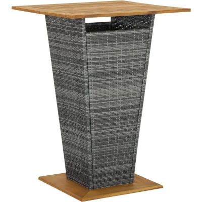 Afbeelding van Bartafel 80x80x110 cm poly rattan en massief acaciahout grijs