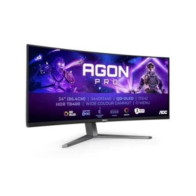 Afbeelding van AOC Agon Pro AG346UCDAM 34 inch WQHD OLED gebogen gaming monitor, 175 Hz, 0,03 ms, FreeSync Premium Pro, comp. G Sync, HDR400 (3440 x 1440, 2 HDMI, DisplayPort, USB hub) zwart