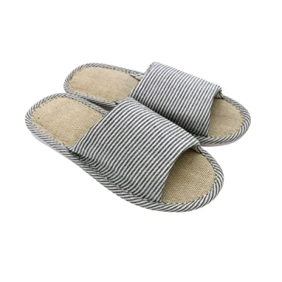 Afbeelding van APIKA Dames en Heren Katoen Vlas Casual Zacht Licht Open Teen Slippers Comfortabel Ademend Huis Antislip voor Binnen Buiten (40/41 EU, Marine blauw, numeric_40)