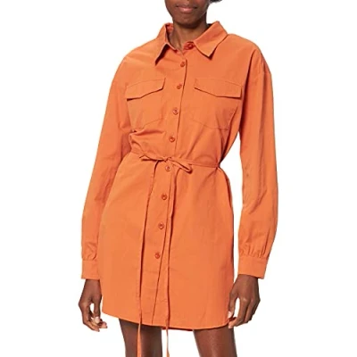 Afbeelding van NA KD Oversized dameshemd met riem, oranje, 32