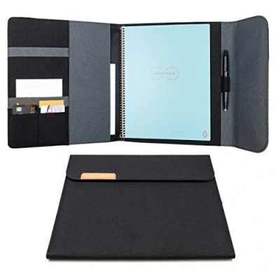 Afbeelding van Rocketbook Capsule 2.0 Folio beschermhoes voor Core, Panda en Fusion 100% recyclebare hoes met penhouder, magneetsluiting binnenopslag, zwart, briefformaat 21,6 x 27,9 cm