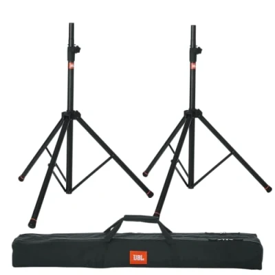 Afbeelding van JBL Tassen Standaard Speaker Stand Set met Verstelbare Hoogte en Dubbele Diameter Pool; Inclusief (2) Stands Draagtas (JBLSPKSTMASET), Zwart