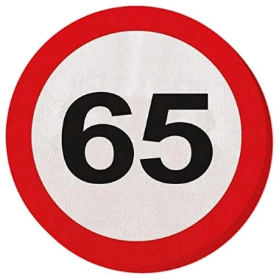 Afbeelding van Servet Verkeersbord 65 jaar 20stuks
