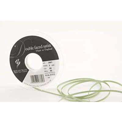 Afbeelding van Berisfords Dubbel satijnen lint, kaki, 3 mm