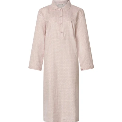 Afbeelding van Lunatex klassiek dames nachthemd 643778 met knoopsluiting flanel roze maat XL
