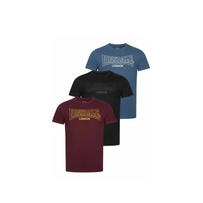Afbeelding van Lonsdale Normale Passform Dreierpack Tshirt print, Heren, Maat: 4XL, Black navy oxblood