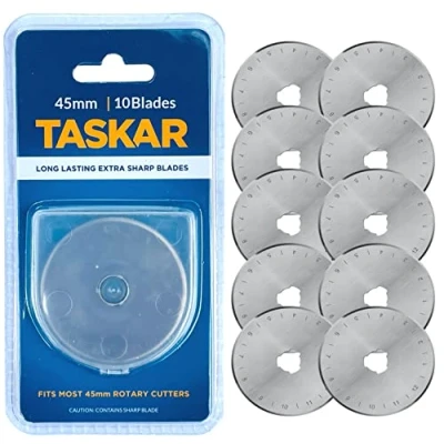 Afbeelding van Taskar reservemessen voor rolsnijder, 10 stuks, 45 mm, geschikt Olfa