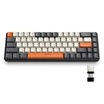 Afbeelding van YINDIAO K68 60% Draadloos Mechanisch Gamingtoetsenbord,Bluetooth 5.0/2.4Ghz Compact 68 Toetsen Mini Toetsenbord met Dual Mode Ontvanger,Hot Swappable,Energiebesparing,Rode Schakelaar (Schemering)