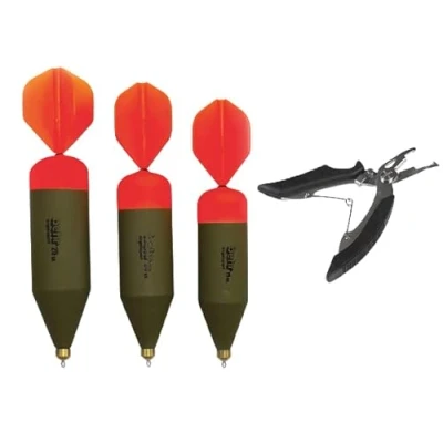 Afbeelding van Set 3 x Behr roofvisdobber met zeil (1 15 gr, 1 20 g, 25 gr) + gratis visschaar