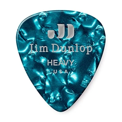 Afbeelding van Dunlop 483P11HV Celluloid Shell Pick perloid turquoise heavy plectrum set 12 stuks