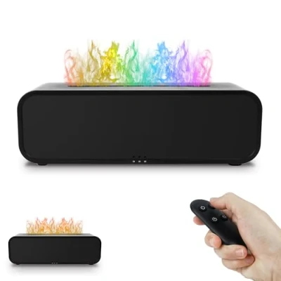 Afbeelding van Flame Fire Aromatherapie Diffuser, 7 vlamkleuren luchtbevochtiger, geruisloze etherische olie diffuser 250 ml afstandsbediening vlamverspreiders voor thuis, kantoor, yoga met automatische