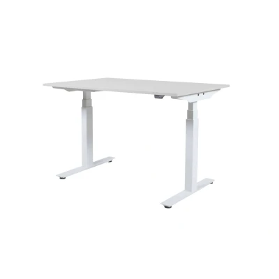 Afbeelding van Lectro Plus bureau, zit sta (64 130cm) hoogte verstelbaar dmv elektromotoren met 140x80cm wit 25mm blad en aluminium (RAL9006) frame
