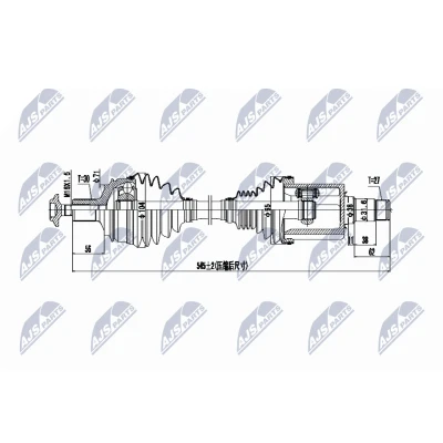 Afbeelding van NTY NPW ME 071 Aandrijfas Vooras rechts 554mm Automatische versnellingsbak