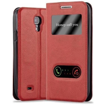 Afbeelding van Cadorabo Hoesje geschikt voor Samsung Galaxy S4 in SAFRAN ROOD Beschermhoes met magnetische sluiting, standfunctie en 2 kijkvensters Book Case Cover Etui