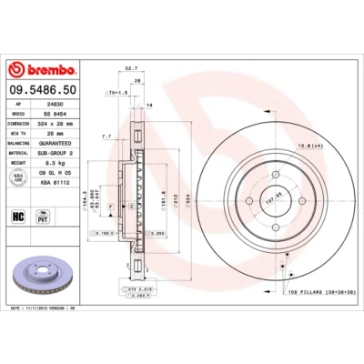 Afbeelding van Brembo Remschijf 09.5486.50