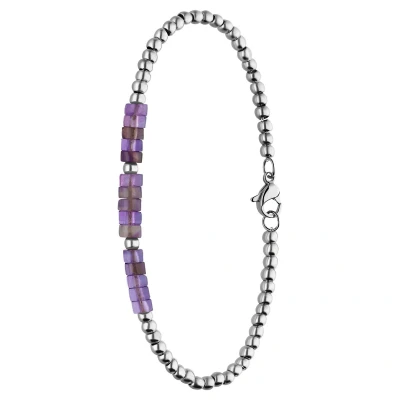 Afbeelding van Lucardi Dames Stalen Armband met amethyst Staal Zilverkleurig 20 cm