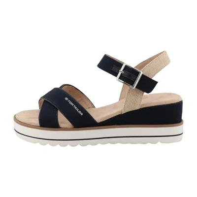Afbeelding van Tom Tailor Dames 9590210006 wigvormige sandalen, marineblauw, 41 EU, Donkerblauw, EU