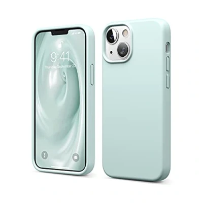 Afbeelding van elago Liquid Silicone Case Compatibel met iPhone 13 Mini Hoesje (5.4&quot;), Complete Full Body Beschermhoes Schokbestendig, Anti Kras Zachte Microfiber Voering (Groen)